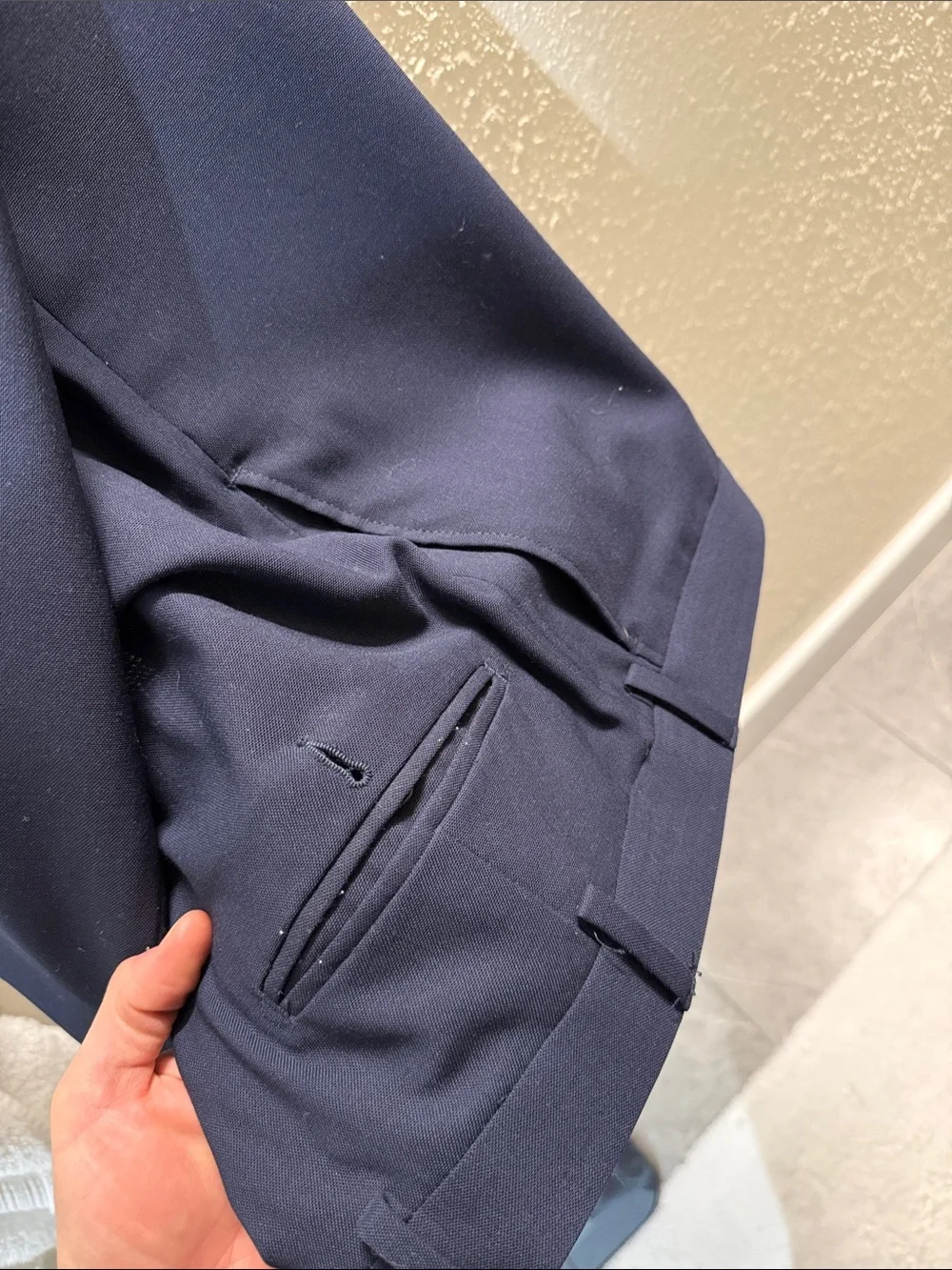 Suitsupply Traveller Suit: Navy Blue Two-Button Wool Suit Jacket